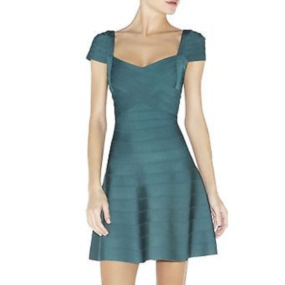 Herve Leger Dresses & Skirts - Green Herve Leger A-Line Bandage Dress